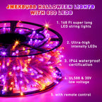 JMEXSUSS 600 LED Halloween String Lights Outdoor, Orange and Purple Halloween Lights Clear Wire, Twinkle String Lights Plug in for Tree Christmas Decorations
