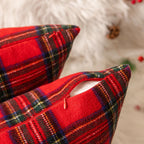 AQOTHES Christmas Plaid Throw Pillow Covers Set of 2 Scottish Tartan Winter Farmhouse Cushion Cover for Couch Sofa Bed Porch Home Holiday Decor Red 24 x 24 Inch