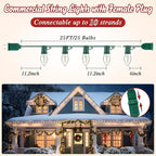25 FT C9 LED Christmas Lights Outdoor with Clips, Large Bulb Christmas String Lights with Christmas Light Clips, Warm White Christmas Roofline Lights for House and Garden Xmas Decoration