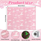 50 x 60 Inch Witch Hat and Pink Crown Blanket for Girls Glow in The Dark Evil Gift Queen Throw All Seasons Warm Cozy Soft Blanket for Sofa Chair Bed Halloween Thanksgiving Gift