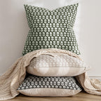 MIULEE Winter Block Print Pillow Covers 18x18 Inch Set of 2, Christmas Vintage Floral Throw Pillow Cases Neutral Linen Farmhouse Cushion Covers for Couch Sofa Bed Chair Living Room, Army Green