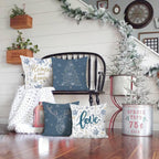 Bonhause Winter Throw Pillow Covers 18 x 18 Inch Home Sweet Home Snowflake Xmas Tree Deer Blue Grey Christmas Decorations Pillows for Sofa Couch Winter Decor Set of 4