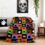 Halloween Throw Blanket Reversible, Cute Blanket Halloween 50"x70" for Couch, Bed, Sofa - Soft Plush Fleece Cartoon Pumpkin Print Decor Gifts (Style B)