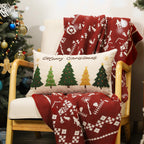 Lewondr 12x20 Inch Christmas Throw Pillow Cover, Christmas Decorative Pillow Case with Embroidered Xmas Tree, Throw Pillowcase Cushion Cover Xmas Decor for Bed Home Decor Living Room (1PCS)