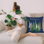 AELUTYSH Blue Christmas Pillow Covers 18x18 Inch Set of 2, Christmas Tree Gold Star Decorative Throw Pillows Winter Pillow Case Holiday Christmas Decor Cushion Cover for Home Sofa Couch