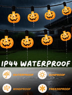 Unleash a Haunting Glow: 10.5ft Plug-in Halloween Pumpkin String Lights, Connectable (Up to 72 Strands), Waterproof Jack o Lantern Lights for Outdoor/Indoor, Heavy-Duty Orange Holiday Lights for Porch