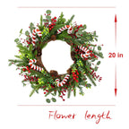 MG MagicGarden Christmas Wreaths for Front Door 20 Inches Artificial Christmas Wreath with Red Holly Berries Pine Needles Pine Cones Candy Canes for Xms Holidays