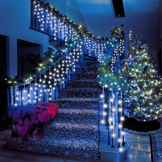 33FT Christmas Lights Outdoor, 400 LED Outdoor String Lights Waterproof Plug in with 8 Modes & Timer, Christmas String Lights for Tree Party, Garden, Holiday Decorations（Cool White）