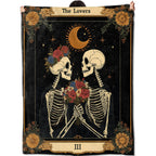 amepay The Lovers Tarot Skeleton Blanket Gifts for Women Adult Girls,Gothic Romantic Throw Blankets,Soft Comfy Lightweight for Home Halloween Couch Bed Sofa Decor,Celestial Goth Sky Design 50x60in