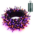 Joomer Orange Purple Halloween Lights, 66ft 200 LED Battery Operated String Lights Waterproof with 8 Modes & Timer Function for Halloween Outdoor Indoor Decorations