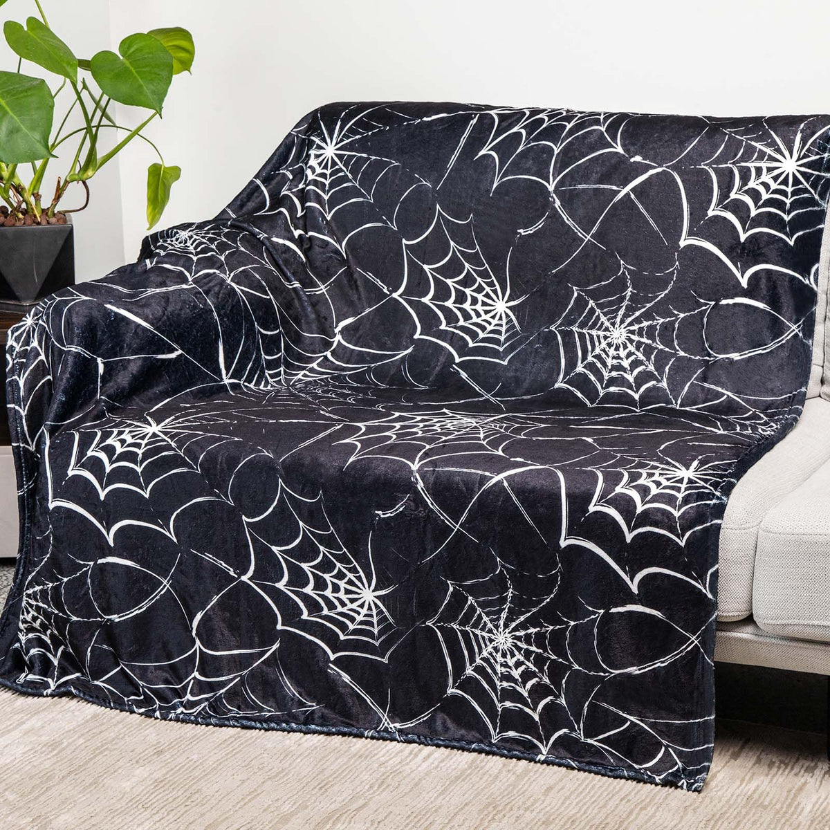 Gothic Spider Web Blanket - Perfect for Gothic Room Decor,Spooky Home Decor, Ideal Gothic Decor Accent,Black Horror Blanket, Soft Flannel for Couch, Bed, and Haunted Mansion Use (50" x 60")