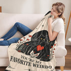 Oertud Black Cat Halloween Theme Flannel Blanket for Women, Men, Gothic I Love You Throw Blankets for Boyfriend, Girlfriend, Wife, Couple, Travel Camping Sofa Living Room Decor 50x60 in