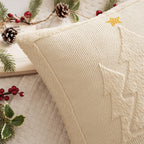 MIULEE Christmas Trees Pillow Covers Set of 2 Decorative Soft Throw Pillows Plush Faux Fur Wool Embroidered Couch Cushion for Holiday Winter Home Decor Chair Sofa Bedroom Living Room,Beige 18x18inch