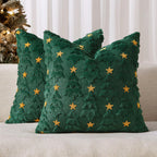 MIULEE Christmas Pillow Covers 18x18 Inch Set of 2, Dark Green Christmas Tree Plush Faux Fur Pillowcases Soft Decorative Throw Pillow Cases for Couch Sofa Living Room Winter Xmas Holiday Home Decor