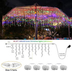 600 LED Christmas Icicle Lights Plug-in, 59ft + 16ft Multi Color Hang Icicle String Lights with Remote, 8 Modes Colorful Twinkle Icicle Fairy Lights Waterproof for Outside Eave Window Outdoor Decor