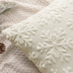 MIULEE Christmas Cream White Throw Pillow Covers Snowflakes Decorative 22×22 Inch Faux Wool Winter Festival Couch Pillow Covers Set of 2 Farmhouse Holiday Home Decors for Sofa Livingroom Bed