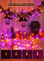 Minetom Halloween String Lights, 100 LED, 39 FT, USB Powered, Waterproof, Purple & Orange