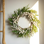 FloralElegance Artificial Winter Wreath 20 Inch White Berry Wreath Winter Wreaths for Front Door with Holly Berries for Xmas Winter Holidays