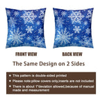 Wnoesat Winter Blue Snowflake Throw Pillow Covers 18x18 Set of 2 Merry Christmas Snowflakes Decorative Pillow Cases Xmas Holiday Outdoor Pillowcase for Farmhouse Living Room Decor