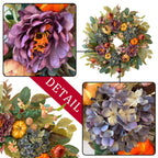 WANNA-CUL 24in Fall Front Door Wreath,Hydrangea Peony Pumpkin Harvest Decor