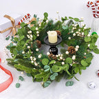 20 Inches Vintage Christmas Wreath Classic Christmas Wreaths for Front Door Rustic Holiday Winter Wreath with White Berry Pine Cones for Doors Windows Indoors Outside Hanging Decoration
