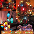 C7 LED Christmas Lights Vintage 25Ft Outdoor Multicolor String Lights with 27 Multicolor LED Bulbs, Vintage Christmas Lights for Christmas Backyard Carnival Patio Wedding Holiday Decoration-Green Wire