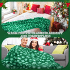 Moukeren 24 Pcs Christmas Snowflake Throw Blanket Bulk, 59 x 47 Inch Xmas Winter Throw Blanket Christmas Warm Soft Cozy Fleece for Home Bedding Couch Chair Gift (Green)