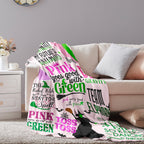 50'' x 40'' Elphaba Hat Glinda Witch Pink Flannel Blanket, Magic Movie Land Blanket, Evil Gift Queen Throw Broom, All Seasons Warm Cozy Soft Blanket for Sofa Chair Bed Halloween Women Fans 3