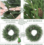 26 Inch Christmas Wreath, Christmas Wreaths for Front Door, Pine Wreath with Pine Cones Berries for Indoor Outdoor Wall Mantle Door Decor