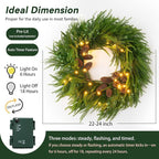 24 Inch Real Touch Norfolk Pine Wreaths for Front Door, Soomeir Artificial Christmas Wreath Green Faux Pine Wreath for Wall Windows Mantle Outdoor Christmas Decoration