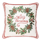 ISAENNE Design Square Classic Chrismas Style Throw Pillow Covers 18"x18", Green Soft Velvet Cushion Cover with Xmas Garland Pattern Decor Pillowcases for Bed,Living Room,Outdoor,Car