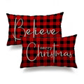 DFXSZ Christmas Throw Pillow Covers 12x20 Inch Set of 2 Merry Christmas Farmhouse Decorations Believe Holiday Decor Throw Cushion Case for Home Couch