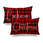 DFXSZ Christmas Throw Pillow Covers 12x20 Inch Set of 2 Merry Christmas Farmhouse Decorations Believe Holiday Decor Throw Cushion Case for Home Couch