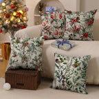 DFXSZ Christmas Pillow Covers 18x18 Inch Set of 2 Xmas Pine Branches with Red Berry Pine Cone Decorative White Throw Pillows Winter Christmas Decor for Home Couch ST025D18