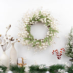 Yawwind 20 Inches White Christmas Wreath Farmhouse Winter Wreath Rustic Winter Wreaths for Front Door with White Berry Fir Pine Needle for Doors Window Indoors Porches Outside