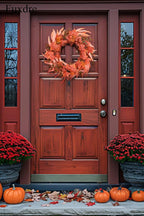 Fall Wreath for Front Door-20 Autumn Front Door Wreath-Fall Decorations with Berry Maple Leaves for Porch Window Farmhouse Halloween Thanksgiving Harvest Festival Home Decor