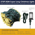 Bright Christmas Lights Outdoor 800 LED Christmas String Lights, 272ft 8 Modes Timer Fairy Twinkle Tree Lights for Home, Party, Holiday, Halloween Indoor Xmas Decorations Warm White