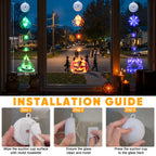suddus 3 Pack Halloween Lights Battery Operated with Timer, Orange Pumpkin Violet Spider Green Witch Hat Halloween Decor Window Lights with Suction Cup for Home Indoor Party Decorations
