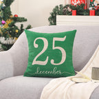 TRENDIN December 25 Christmas Pillow Cover 18x18, Winter Decorative Pillow Cover for Couch Bed Sofa Living Room, Holiday Throw Cushion Cover, Farmhouse Christmas Decorations Indoor Green PL1171TR