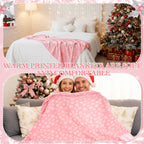 Moukeren 24 Pcs Christmas Snowflake Throw Blanket Bulk, 59 x 47 Inch Xmas Winter Throw Blanket Christmas Warm Soft Cozy Fleece for Home Bedding Couch Chair Gift (Pink)