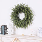 24" Real Touch Artificial Cedar Wreath - Faux Christmas Wreaths for Front Door,Faux Pine Green Wreath for Home, Holiday, Fireplace, Mantle,Wall, Windows, Xmas, Outdoor Decoration