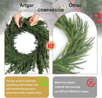 Artgar 24 Inch Christmas Pine Wreath Christmas Wreaths for Front Door, Real Touch Artificial Green Pine Wreath for Home Indoor Outdoor Wall Window Porch Farmhouse Winter Decor