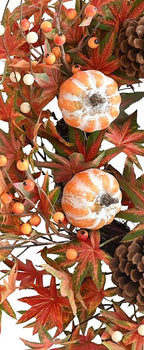 Fall Wreath for Front Door Fall Pumpkins Pinecone Wreaths 24 Inch Berry Artificial Maples Leaves Wreath for Halloween Thanksgivings Christmas Decoration Indoor Outdoor Window Hanging Decor