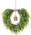 Real Touch Artificial Cedar Wreath 20" with Bell Fake Christmas Wreaths for Front Door Faux Pine Greenery Heart Wreaths for Home,Window,Table,Mantle,Wall,Indoor,Outdoor Xmas Decorations