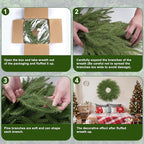 26 Inch Christmas Wreaths for Front Door Real Touch Norfolk Pine Wreath Large Artificial Green Wreath Indoor Outdoor Farmhouse Front Door Holiday Decoration Winter Home Hanging Xmas Decor