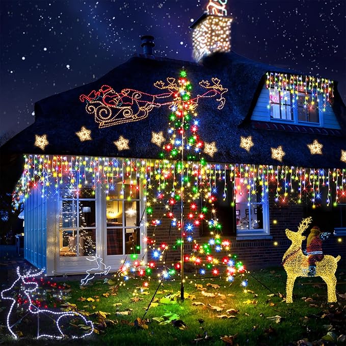 52FT Christmas Lights Outdoor Decorations 480LED Fairy String Light 12 Lighting Modes with Timer Memory Waterproof Christmas Light for Yard Roof Party Holiday Wedding Garden Decor