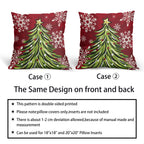 Sivirary Christmas Pillow Covers 18x18 Inch Set of 2 Dark Red Green Xmas Tree Snowflake Holiday Decorative Winter Throw Pillowcases Outdoor Seasonal Farmhouse Cushion Cases Decor for Sofa Couch Bed