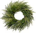 Somikis 24 Inch Christmas Wreaths for Front Door, Real Touch Norfolk Pine & Cedar Wreath for Winter Indoor & Outdoor Porch Windows Wall, Realistic Artificial Wreath Home Decor