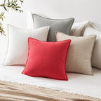 EMEMA Christmas Throw Pillow Covers Decorative Linen Pillow Covers 24x24 Inch Red Boho Farmhouse Neutral Couch Throw Pillows for Bed Pack of 2 Accent Pillowcase Modern Sofa Cushion Livingroom Home