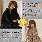 Krifey Black Faux Fur Blanket for Bed, 3D Marble Texture Soft Cozy Fuzzy Plush Thick Warm Blanket, Faux Rabbit Fleece, Christmas Birthday Gifts for Men Dad, Cool Black, 60x80in